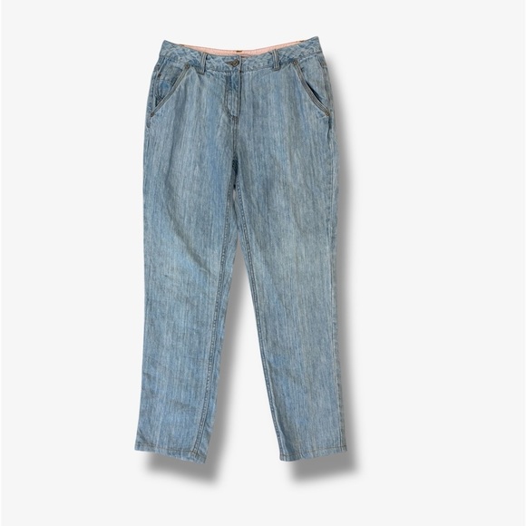 Poetry Linen Blue Chambray Denim Pants - Picture 2 of 10